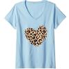 Leopard Heart Tee Shirts for Women Donna Leopard Heart Camicia Donna Ragazza Cute Graphic Leopard Heart Maglietta con Collo a V