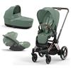 Cybex Platinum - Cybex Platinum Trio e-Priam Leaf Green Telaio Rosegold con Cloud T i-Size Plus