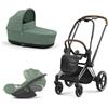 Cybex Platinum - Cybex Trio Priam 4.0 Leaf Green Telaio Chrome Brown con Cloud T Plus