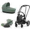 Cybex Platinum - Cybex Trio Priam 4.0 Leaf Green Telaio Matt Black con Cloud T Plus