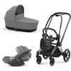 Cybex Platinum - Cybex Trio Priam 4.0 Mirage Grey Telaio Chrome Black con Cloud T Plus