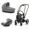 Cybex Platinum - Cybex Trio Priam 4.0 Mirage Grey Telaio Chrome Brown con Cloud T Plus