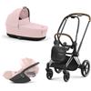 Cybex Platinum - Cybex Trio Priam 4.0 Peach Pink Telaio Chrome Brown con Cloud T Plus