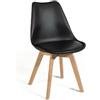 Norbe | Sedia da Sala da Pranzo o Ufficio con gambe in legno di faggio e morbido cuscino di ecopelle |Dim: 50x48x 82 H cm (Black, 1)