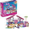 Mega Brands MEGA Barbie - Casa di Malibu con le 2 micro-bambole Barbie, un adorabile cucciolo e tanti accessori, set da costruzione, Giocattolo per Bambini 5+ Anni, GWR34