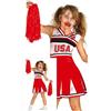 FIESTAS GUIRCA Go USA Costume da Cheerleader Zombie per Ragazze - Uniforme da Cheerleader del liceo Rosso Sangue e Bianco - Costumi di Halloween per Ragazze Età 3-4 Anni