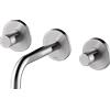 BOSSINI - NOBU miscelatore monocomando lavabo a parete 3 fori in acciaio spazzolato + corpo incasso - INZ210+INZ209