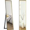 HOMCOM Specchio a Figura Intera con Supporto Posteriore e Cornice, in Legno e Vetro, 37x3x157 cm, Nero e Oro