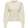 ONLY Onlkatia LS Struct Puff O-Neck CC Knt Maglione Lavorato a Maglia, Bianco e Grigio, S Donna