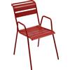 Fermob - Poltroncina con braccioli impilabile Monceau - Rosso - Acciaio verniciato - Designer Studio Fermob