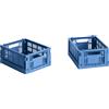 Hay - Set di 2 cestini Colour Crate - Blu - Polipropilene riciclato - Designer Hay Studio
