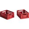 Hay - Set di 2 cestini Colour Crate - Rosso - Polipropilene riciclato - Designer Hay Studio