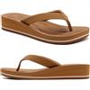 COFACE Infradito Donna Eleganti Sandali in Pelle Moda Infradito con Zeppa Alta per Estate Mare Spiaggia e Piscina Cachi Taglia 37
