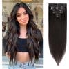 S-noilite Extension Capelli Veri Clip, 8 Pezzi 18 Clips Extension Clip Capelli Veri, 100% Remy Human Hair Extension Clip Capelli Umani, Naturali Extension Capelli Veri, 25CM 50g Nero Naturale #1B