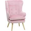 Totò Piccinni Poltrona SUSAN classica comoda con braccioli e schienale alto per un massimo Relax (Velluto Rosa)