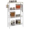 HOMCOM Carrello da Cucina a 3 Livelli con Cestino Laterale e Gancio, Carrello Portavivande in Truciolato e Acciaio, 58x18.5x87 cm, color Legno e Bianco
