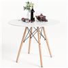 GOLDFAN Tavolo da Pranzo Rotondo con Gambe in Legno Tavolo Cucina Moderno 80cm Tavolino da Salotto Design Scandinavo, Bianco