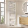 EMKE Scaldasalviette da Bagno Dritto, 160 x 60 cm, con Attacco Centrale, efficiente scaldasalviette per Il Bagno, Bianco, 762 W