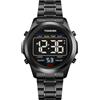 TONSHEN Uomo Acciaio inossidabile Digitale Orologio LED Allarme Cronometro Controluce Multifunzione Elettronico Orologi da Polso (Nero 2)
