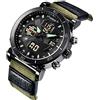 Generisch Orologio da polso analogico al quarzo, con cinturino in acciaio inox, impermeabile, alla moda, LED, sportivo, digitale, casual, da uomo, digitale, verde, misura unica, cinghia