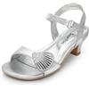 DREAM PAIRS Sandali da Ragazza Cinturino alla Caviglia Punta Quadrata Tacco Basso Conchiglia di Cristallo Scarpe Eleganti a Fiori per Festa di Nozze,Size 36,Argento,SDSD2420K