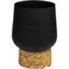 AlexandreHouse MACETA METAL NEGRO BASE MIMBRE
