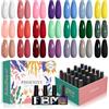 Phoenixy Smalto Semipermanente Unghie 24Pz, 21 Colori Semipermanente Unghie Nero, Bianco, Rosso, Verde per Tutte Le Stagioni, Kit Semipermanente Unghie con Base Top e Mat Coat, Regalo per Donne