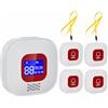 Chatthen Salvavita Anziani, Pulsante Salvavita Anziani WiFi, App Tuya Smart/Smart Life per Ricevere Notifiche da Remoto (Supporto solo 2.4GHz Wi-Fi), 1 Ricevitore + 4 Pulsantes