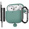 AOTUAO Custodia Compatibile con AirPods 4a Generazione Case Cover con Kit di Pulizia, Case Protettiva Antiurto in Silicone per AirPods 4 2024 Custodia con Moschettone, Pine Green