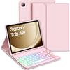 Bettdow Tastiera Custodia per Samsung Galaxy Tab A9+ 11 2023, Layout Italiano Retroilluminata Staccabile e Cover Protettiva per SM-X210/X215/X216, Rosa