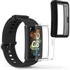 kwmobile Set 2x Custodia Smartwatch Compatibile con HONOR Band 7 / Band 6 / Huawei Band 7 / Band 6 Cover - Case Silicone Protezione Orologio Fitness nero/trasparente