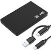 Vinmooog Case HDD 2.5 SATA USB 3.1,ssd esterno Case Hard Disk Esterno per 7mm/9.5mm SATA SSD HDD USB Type-C/Type-A Design a doppia spina Supporto UASP e TRIM(Nero)