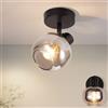 CBJKTX Faretto da soffitto 1 fiamma Lampada da soffitto nera - 350° girevole soffitto moderno Spot fumo grigio E14 vetro soffitto Faretto lampada corridoio per camera da letto corridoio cucina