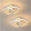 SENQIU 2 Pezzi Plafoniera LED Soffitto Moderna, 22W 2475LM Lampada da Soffitto Quadrata, Lampadario LED per Soggiorno Camera da Letto Corridoio Cucina, Bianco Caldo 3000K