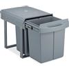 Relaxdays Pattumiera Estraibile, 3 Bidoni Raccolta Differenziata Sottolavello, 20 L, 2x 10 L, 41,3x34x51,8 cm, Grigio