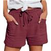 Generic Pantaloni casual da donna a gamba dritta, a vita alta, sportivi, larghi, casual, alla moda, pantaloncini lunghi da nuoto per le donne taglie forti, vino, 52