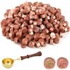 ASTARON 300 pezzi di perline di ceralacca, kit di sigilli di cera con 1 cucchiaio per sciogliere la cera per inviti, biglietti, buste, confezioni di vino, confezioni regalo(Arancia-oro)