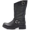 IF Fashion Scarpe Stivali da Donna al Polpaccio Biker Motociclista con Fibbie Anfibi 19007-9 Nero N.37