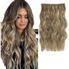 MeeQee Extension Capelli Filo Invisibile Sintetiche Posticci per Capelli Lunga Ondulati Ricci Parrucchino 20 Pollice Wire (Oro misto, Marrone Misto, Marrone)