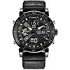 Generisch Orologio da polso analogico al quarzo, con cinturino in acciaio inox, impermeabile, alla moda, LED, sportivo, digitale, casual, da uomo, digitale, Nero , misura unica, cinghia
