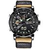 Generisch Orologio da polso analogico al quarzo, con cinturino in acciaio inox, impermeabile, alla moda, LED, sportivo, digitale, casual, da uomo, digitale, cachi, misura unica, cinghia