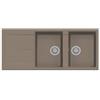 Plados NF11620-72 Lavello 2 Vasche con Gocciolatoio Reversibile 116 x 50 cm Serie Infinity 116-20 finitura 72 MicroULTRAGRANIT TARTUFO