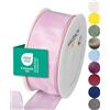 Halbach Seidenbänder Nastro regalo di alta qualità con bordo in fil di ferro, larghezza 40 mm, lunghezza 25 m, certificato Oeko-Tex 100, nastro taffetà Made in Germany, colore: rosa chiaro