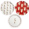 PALUPLUS Set 3 Piatti Pizza Rotondi in Melamina, Diametro 33 cm e Altezza 1,5 cm, Piatto con 3 Decorazioni, Infrangibili e Riutilizzabili, Fantasia Pulcinella -3757C