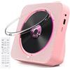 KOVCDVI Lettore CD Bluetooth 5.1 Lettore CD da tavolo con 5W Doppi Altoparlanti Luce Telecomando Copertura Della Polvere Display FM Radio Timer Cuffie USB/SD Card/AUX Playback Rosa