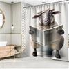 Fchen art Tenda da doccia con capre di agnello seduto sul WC, tenda da doccia per lettura giornale, tenda da doccia retrò vintage, tenda da doccia in poliestere impermeabile, 180 x 180 cm