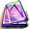 DoubTech Custodia per Samsung Galaxy A9 2018 Adsorbimento Magnetico Protezione 360 Gradi Flip Cover Doppio Tattile Vetro Temperato Telaio Alluminio Forte Magnete Antiurto Metallo Case