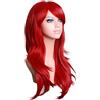 ANGGREK Parrucca lunga rossa riccia da donna, universale, traspirante, morbida, comoda, rossa con rete per capelli, capelli sintetici ad alta temperatura, per Halloween, Natale, cosplay, feste