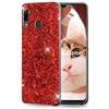 OKZone Cover per Samsung Galaxy A20E [con Pellicola Proteggi Schermo], Custodia Lucciante con Brillantini Glitters Ultra Sottile Designer Case Cover (Rosso)