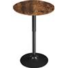 Yaheetech Tavolo da Bar Alto Rotondo Girevole Altezza Regolabile 69,5-91 cm Tavolino per Cucina Balcone Piccolo Salvaspazio Diametro 60 cm Marrone Rustico